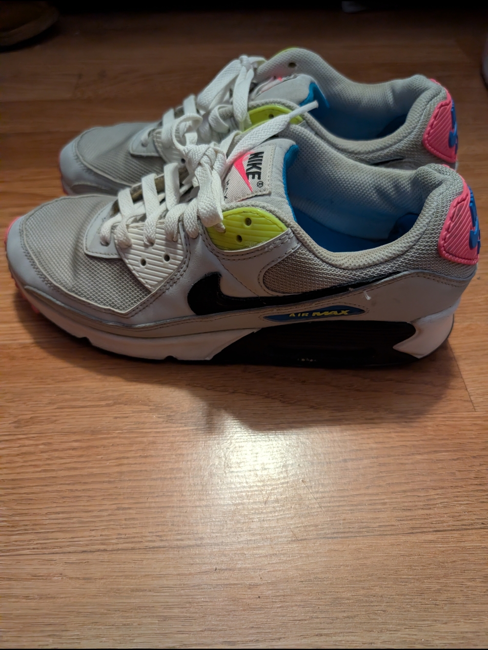 Nike Air Max 90 Shoes Platinum Black Pink Black Volt DZ4398-001 (9.5 Men)